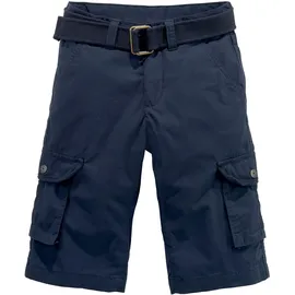 Kidsworld Shorts KIDSWORLD "2tgl. Bermudas mit Gürtel", Mädchen, Gr. 158, N-Gr, blau (marine), Web, Obermaterial: 100% Baumwolle, unifarben, Basic, bequem kniebedeckend, Hosen Shorts, mit Textilgürtel für Jungen, Topseller