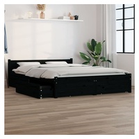 Lattenrost, Bett mit Schubladen Schwarz 120x190 cm 4FT Small Double, vidaXL schwarz 190 cm x 120 cm