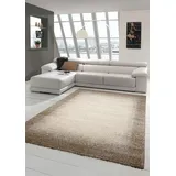 Designer Teppich Moderner Teppich Wohnzimmer Teppich Kurzflor Teppich Barock Design Meliert mit Bordüre in Braun Beige Creme Größe 120x170 cm