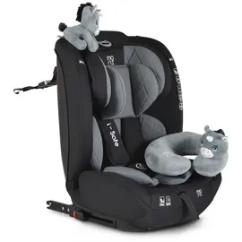 Moni Kindersitz i-Size i-Safe (76-150cm) Isofix, Top Tether, 13-fach verstellbar grau