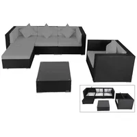 OUTFLEXX Loungemöbel, schwarz, Polyrattan, für 5 Personen, inkl. Kaffeetisch, Kissenboxfunktion
