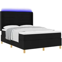 vidaXL Boxspringbett mit Matratze Schwarz 140 x 200 cm Stoff