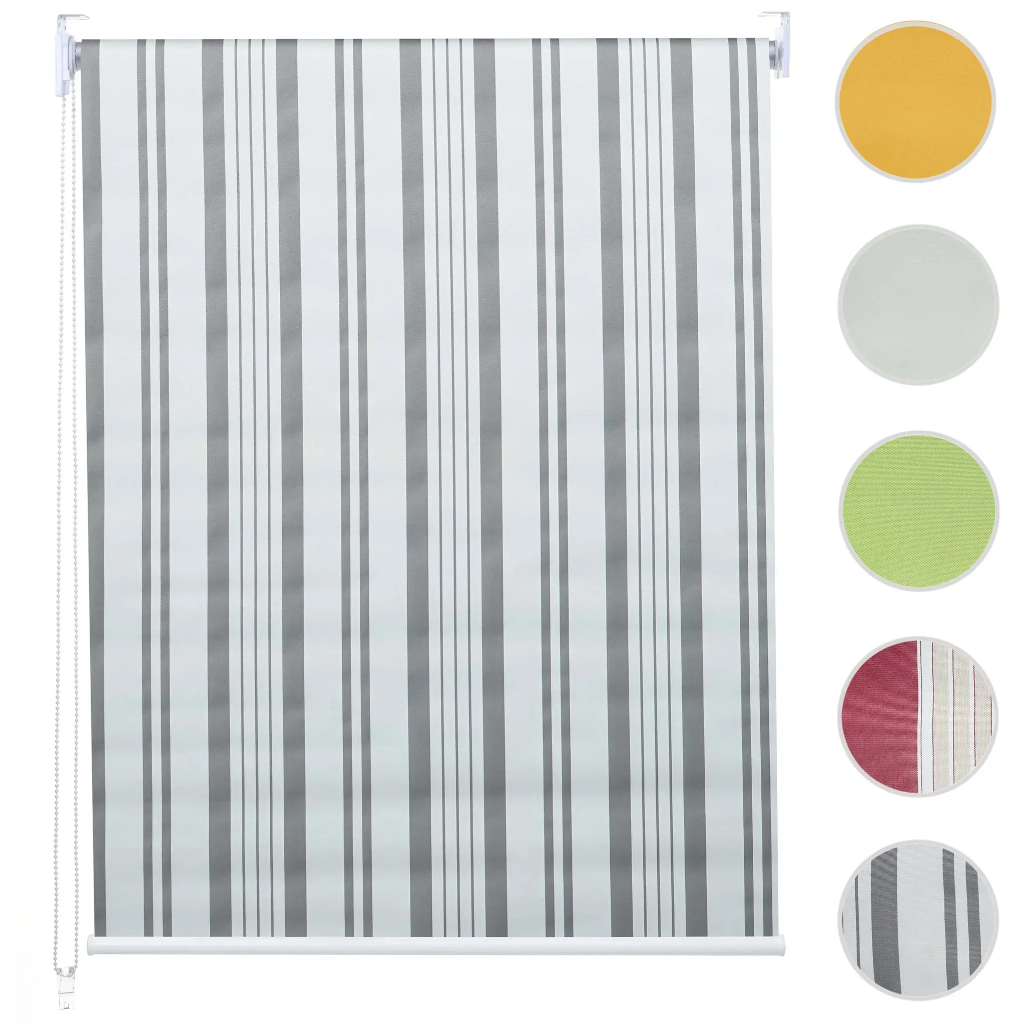 Rollo HWC-D52, Fensterrollo Seitenzugrollo Jalousie, 80x230cm Sonnenschutz Verdunkelung blickdicht ~ grau/wei√ü