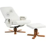 Beliani Massagesessel RELAXPRO Kunstleder 68 x 98 x 68 cm Cremeweiß mit Fußstütze und Heizfunktion
