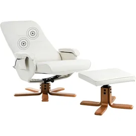 Beliani Massagesessel RELAXPRO Kunstleder 68 x 98 x 68 cm Cremeweiß mit Fußstütze und Heizfunktion