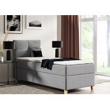 Sofnet Boxspringbett Candy Mini mit Bettkasten und Topper - Einzelbett mit Bonell-Matratze und Topper, Bett mit Holzfüße, (Grau ... - Grau