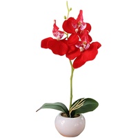 eurNhrN Künstliche Orchideen mit Vase Plastikstopf Kunst Orchideen Arrangement Herzstück für Heimküchentischdekor Künstliche Blumen