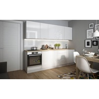 Feldmann-Wohnen Küchenzeile Napoli, 260cm weiß matt/ RAL 9016 verkehrsweiß Hochglanz grifflos weiß