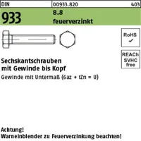 Industrial Quality Supplies Sechskantschraube DIN 933 M12 x 30 100 Stück