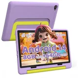 BUFO 10 zoll Android 14 Kinder Octa Core 8GB+64GB 1280 x 800 IPS Wi-Fi 6G Tablet (10", 64 GB, Kids Bumper blau) lila