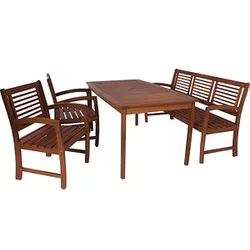 Garden Pleasure Sitzgruppe Madison, braun Holz, 4-teilig