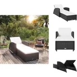 Sonnenliege Mit Cremeweißer Auflage Poly Rattan Schwarz - Sonnenliege - Gartenliege - Outdoor Möbel - Rattan Liege - Poolside Lounge Chair