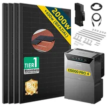 solarmars Balkonkraftwerk Bifazial 2000 W inkl. 4 x 500 W Solarpanel + BP5000 Speicher