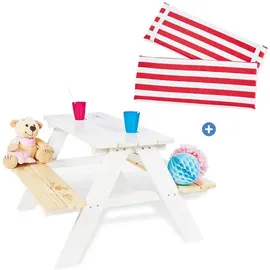 Pinolino Pinolino, Kinderstuhl - Kindertisch, 3-tlg. Kinder-Sitzgarnitur-Set Nicki (Kinderstuhl, Kindertisch)