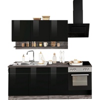 Kochstation Küche »KS-Virginia«, Breite 210 cm, mit oder ohne E-Geräte, schwarz