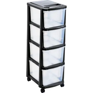 M-Home Rollcontainer Schubladenrollwagen PLS6241 Rollcontainer Schubladenschrank Kunststoff, mit 4 Schubladen