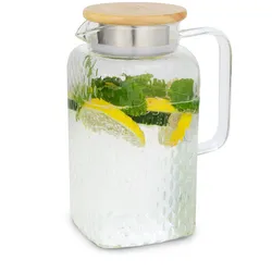 Klarstein Glaswerk Livenza Wasserkrug 1,5 Liter Borosilikatglas Edelstahlsieb Deckel Transparent