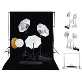 vidaXL Fotostudio-Set mit Lampen, Schirmen, Hintergrund & Reflektor