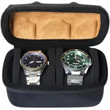 S&T Design Uhrenetui Uhrenbox für Reisen Schutz für Uhren Wasserdicht Stoßfest (Uhren Transport, Samt-Innenfutter & Nylon), Tragbare Uhrenbox für Armbanduhren & Smartwatches bis 55 mm schwarz 8.3 cm x 7.4 cm x 14.3 cm