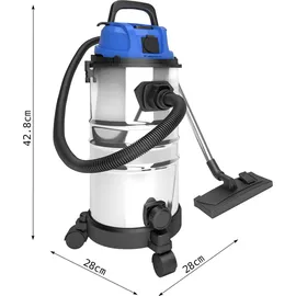 Timbertech TIMBERTECH® Industriestaubsauger-2300W Leistung, 30L, mit Blasfunktion, 3 Filter, Edelstahlbehälter, Farbwahl-Nass-Trockensauger, Industriesauger, Mehrzwecksauger, Multifunktionssauger (Blau)