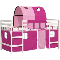 vidaXL Kinderhochbett mit Tunnel Rosa 80x200 cm Massivholz Kiefer