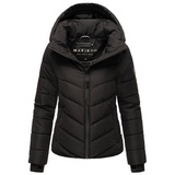 Marikoo Winterjacke Damen (XS-3XL) - Wasserabweisend, Warm, Kapuze abnehmbar, Winddicht - Steppjacke, Frauen - Stehkragen, 4 Taschen, verlängerter Zipper - Schwarz L