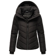 Marikoo Winterjacke Damen (XS-3XL) - Wasserabweisend, Warm, Kapuze abnehmbar, Winddicht - Steppjacke, Frauen - Stehkragen, 4 Taschen, verlängerter Zipper - Schwarz L