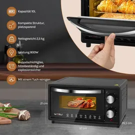 Woltu Minibackofen 10 Liter Schwarz