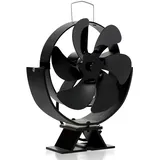 Jaxguom Kaminventilator 6 Blätter mit Thermometer, Ofenventilator Einstellbarer Winkel Ohne Strom Effiziente Kaminwerkzeug Lüfter Leiser für Kaminofen Kamin Holzofen, 18,5 * 11 * 21,5 cm