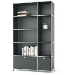 Tchibo - Regal Metall »Cn3« mit 2 Klappenfächern - 115x40x195cm - chrom - Stahl / Stahl / Aluminium