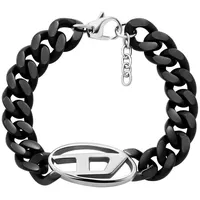 Diesel Oval D Logo Herren Schwarz Edelstahl Armband, DX1611931