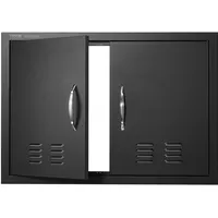 Vevor Grill-Zugangstür, 762 x 533 x 46 mm, Doppelte Außenküchentür, Flächenbündig Montierte Kaltplattentür, Vertikale Wandtür mit Griffen und Lüftungsschlitzen, für Grillinsel, Grillstation usw.