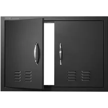 Vevor Grill-Zugangstür, 762 x 533 x 46 mm, Doppelte Außenküchentür, Flächenbündig Montierte Kaltplattentür, Vertikale Wandtür mit Griffen und Lüftungsschlitzen, für Grillinsel, Grillstation usw.