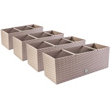 PAFEN 4X Blumenkasten Blumentopf Rattan-Optik Pflanztopf Balkonkasten Pflanzkästen, Mocca