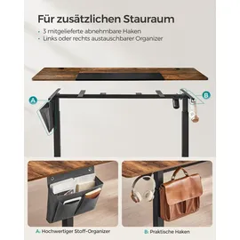 Songmics elektrisch höhenverstellbarer Schreibtisch braun rechteckig, C-Fuß-Gestell schwarz 120,0 x 60,0 cm