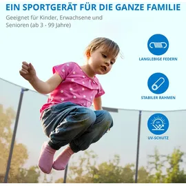 Kinetic Sports Salto Plus 430 cm  inkl. Sicherheitsnetz, Regenplane und Leiter Blau