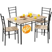 CASARIA CASARIA® Esstisch mit 4 Stühlen Holz Eiche hell