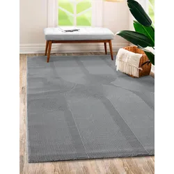 Teppich »Sign 1904«, rechteckig, 12 mm Höhe, Hoch Tief Struktur, Geometrisch, 100% recyceltem Polyester, Wohnzimmer, 54629131-0 grau 12 mm