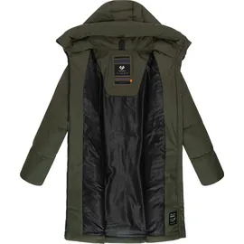 Ragwear Damen Wintermantel Steppmantel in Wolloptik mit Kapuze und hohem Kragen Jumana YOUMODO Dark Olive Gr. S - S
