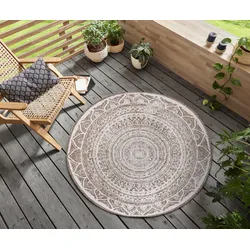 Teppich NORTHRUGS "Siruma Wendeteppich", weiß (linen weiß), H:5mm Ø:200cm, Polypropylen (PP), Teppiche, In- & Outdoor, beidseitig, Orientalisch, Teppich, Garten, Flur