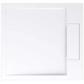 doporro Duschwanne Duschtasse aus Mineral Weiß/Anthrazit inkl. Ablaufgarnitur G04, Quadratisch+AL06, Mineralguss weiß Quadratisch+AL06 | 75 cm x 4 cm x 75 cm