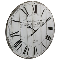 elbmöbel Wanduhr Uhr aus Holz in Weiß (Wanduhr: Holz 60x60x5 cm vintage römische Ziffern antik Look) schwarz|weiß