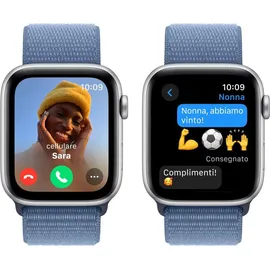 Apple Watch SE 2023 GPS 44 mm Aluminiumgehäuse silber, Sport Loop winterblau
