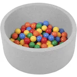 Petsona Weiche Hundepool Aus Schaumstoff, Hundeplanschbecken Mit Bunten Bällen, Spielbereich Für Hunde Und Katzen, Abnehmbarem Waschbarem Bezug, Hellgrau: Gelb/Grün/Blau/Rot/Orange