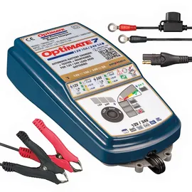 TecMate Optimate 7 12V/24V, TM260, 8-stufiges gekapseltes batterieschonendes 12V 10A / 24V 5A Lade- & Wartungsgerät, Blau