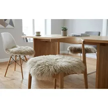kuhfelle online & nomad Lammfell Pad Sitzauflage Stuhlauflage Rund 40 cm Stuhlkissen aus echtem Lammfell (Taupe)