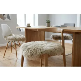 kuhfelle online & nomad Lammfell Pad Sitzauflage Stuhlauflage Rund 40 cm Stuhlkissen aus echtem Lammfell (Taupe)