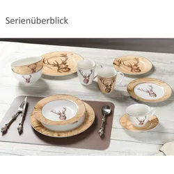 Ritzenhoff 6x Luis braun Speiseteller Hirsch Landhaus Grill-Platte Ess-Teller