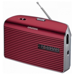 Grundig Music 60 Kofferradio Tuner für UKW/MW Netz-/Batteriebetrieb UKW-Radio (Tuner für UKW/MW) rot|silberfarben