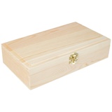 Rayher Holz Schatulle Rahmen, FSC Mix Credit, unbehandelt, mit Metall-Klappverschluss, Größe: 25 cm x 14 cm x 6 cm, 62296000, Beige